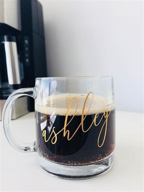 Personalized Clear Glass Coffee Mug Rose Gold Gold Etsy