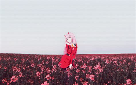 Wallpaper Anime Girls Glitch Art Flower Darling In
