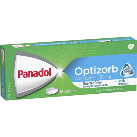 Panadol With Optizorb Paracetamol For Fast Pain Relief 500mg 20 Pack