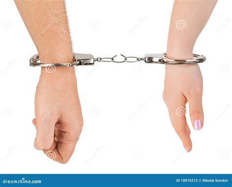 Man And Woman Hands And Breaking Handcuffs Stock Photography - Image