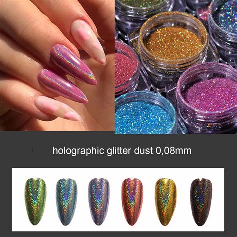 Holographic Nail Powder 008mm Fine Rainbow Glitter Holo Unicorn Mirror