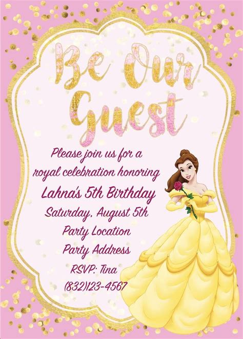 Beauty And The Beast Party Invitation Belle Invitation Etsy Belle