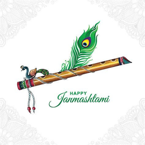 Beautiful Lord Krishna Flute And Peacock Feather For Janmashtami