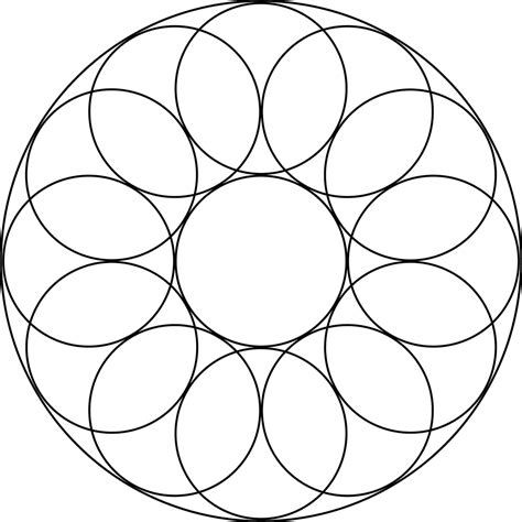 12 Overlapping Circles About A Center Circle And Inside A