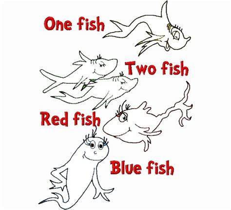 dr seuss one fish two fish craft coloring page for prechool - Mitraland