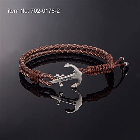 Sterling Silver Anchor Bracelet On Genuine Leather Axionjewelrygr