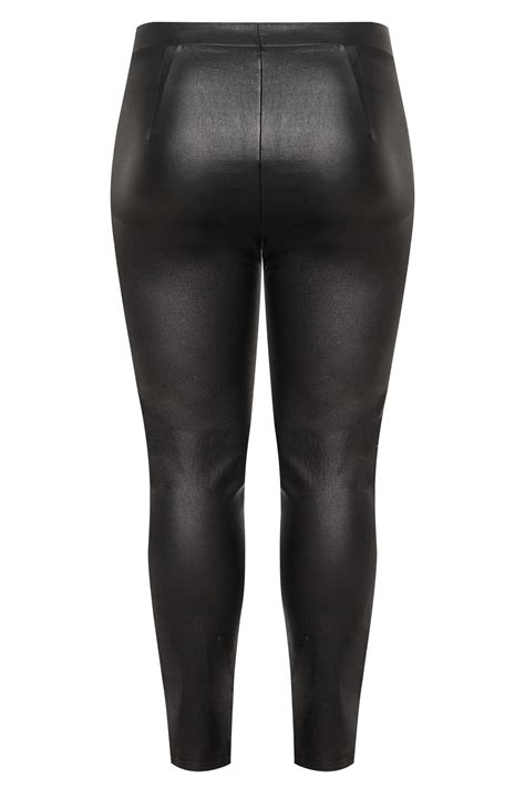 Black Pu Leather Look Leggings Plus Size 16 To 36 Yours Clothing