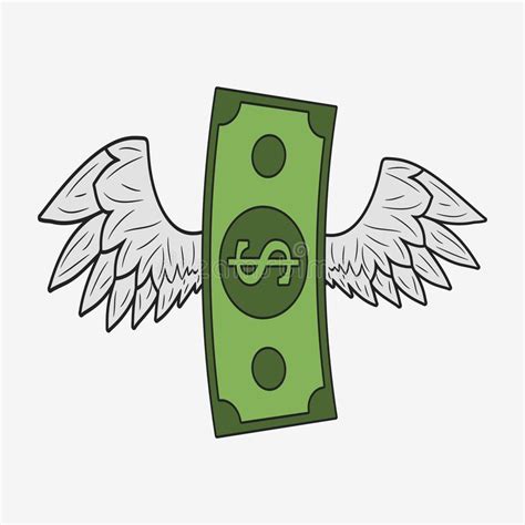 Dollar With Wings Flying Money Winged Banknote Vector Stock Vector