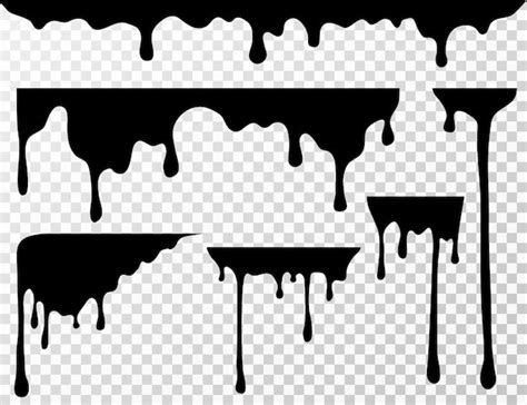 Premium Vector Black Dripping Oil Stain Liquid Drips Or Paint Current Ink Silhouettes Isolated