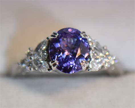 Royal Purple Sapphire And Diamond Engagement Ring Exquisite Jewelry For