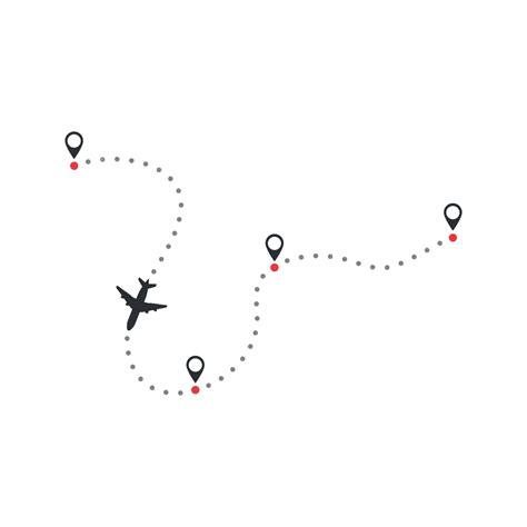 Illustration Of Vectorized Flight Route For Airplane With Starting Point Vector Air Map