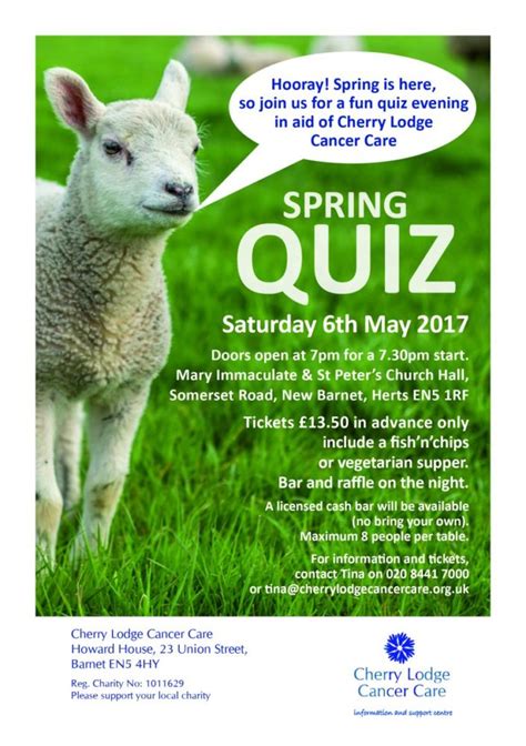 Spring Quiz 2017 Cherry Lodge Cancer Care