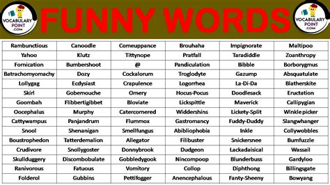 List Of Funny Words In English Vocabulary Point