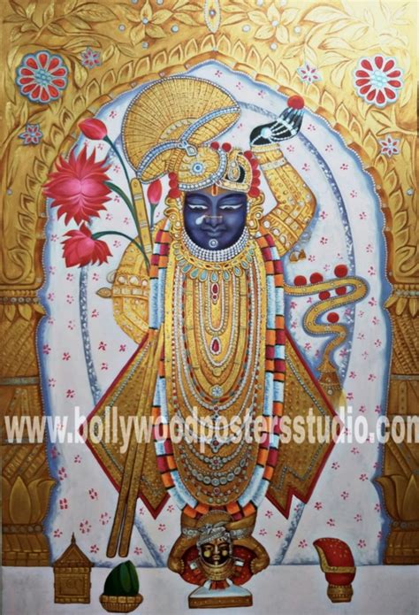 Hindu God Shreenathji Oil Painting Indian Portrait Painting