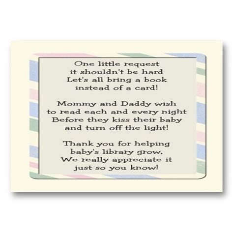 Personal baby shower card messages should be written in a card, even if it is storebought and contains a greeting already printed inside. love this instead of a card bring a book. print this and ...