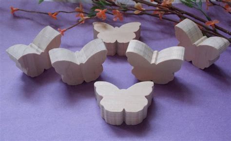 Butterflys Unfinished Diy Wood Decorations Set Of Six Wood Crafts