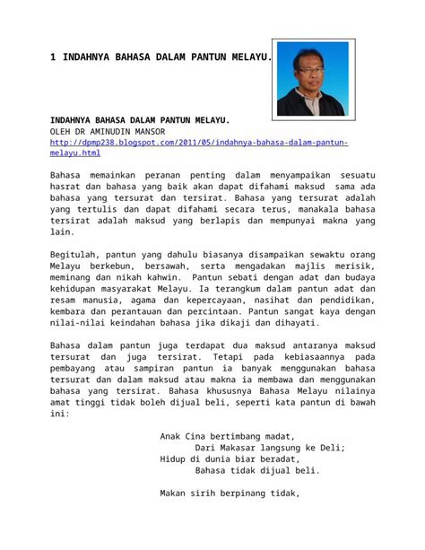 Doc Indahnya Bahasa Dalam Pantun Melayu Dr Aminudin Mansor Dokumen Tips