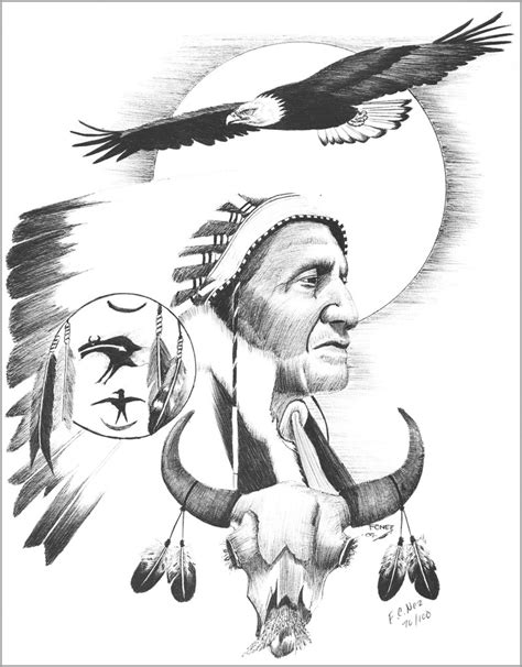 Navajo Chief Soaring Eagle Ink Drawing Print Navajo Print Native