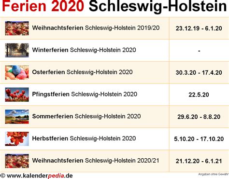 Ferien Schleswig Holstein 2020 Übersicht Der Ferientermine