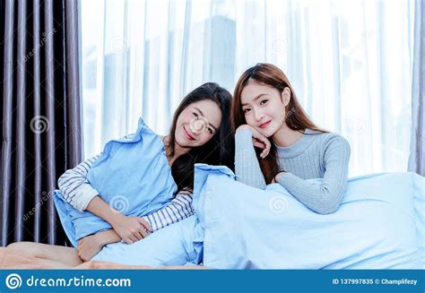 Happy Same Sex Asian Lesbian Couple Lover Stock Image Image Of Couple
