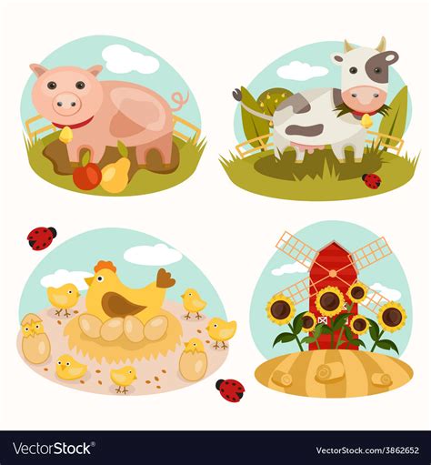 Animals On The Farm Royalty Free Vector Image Vectorstock