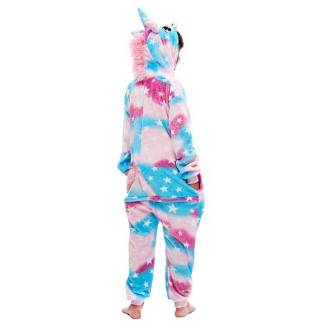 3d Design Hooded Stars Unicorn Onesie For Girls Kids Kigurumi Animal