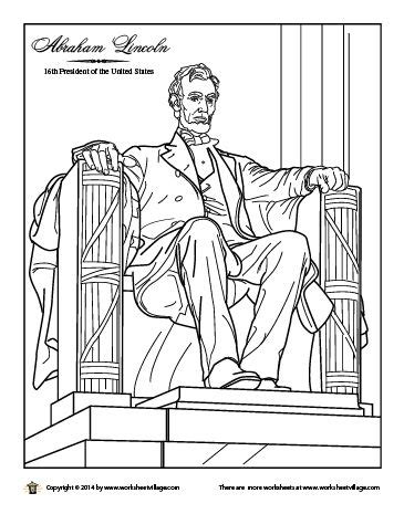 Abraham Lincoln Monument Coloring Page | LineArt: Patriotic | Lincoln memorial, Lincoln statue