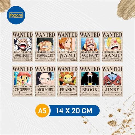 Jual Poster Bounty Wanted Mugiwara Strawhat Anime Topi Jerami Pirates One Piece Terbaru After