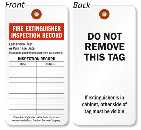 They can remind us of a place, a time of year, or our favorite traditions, and can also shape the way we feel. Fire Extinguisher Inspection Tag, SKU - 5514-C-100