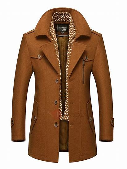 Coat Lapel Coats Mens Length Slim Woolen
