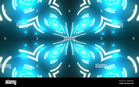 Kaleidoscope Of Luminous Neon Lines Forming The Petals And Circles 3d