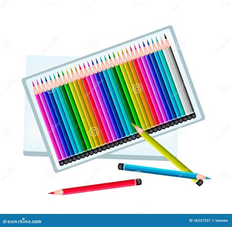 Set Of Colored Pencils In A Box Royalty Free Stock Photography Image