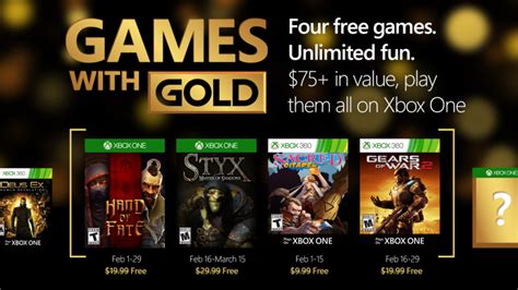 Xbox Live Games With Gold For February Announced