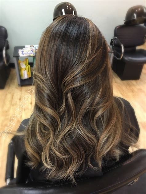 As we explained, lavender looks just as remarkable against dark brown hair. Highlights for dark hair // light brown highlights for ...