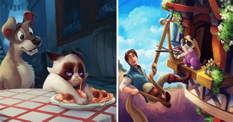 Artist Inserts The Legendary Grumpy Cat In Disney Movies And The Result Is Funny 13 Photos