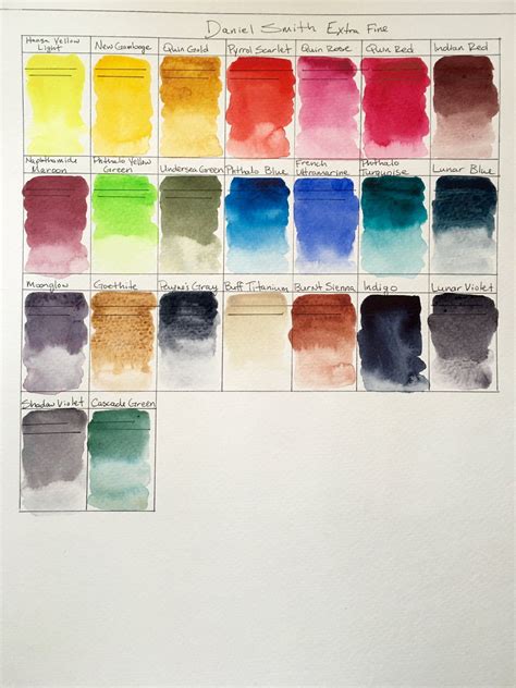 Daniel Smith Extra Fine Watercolor Paint Swatches On Strathmore