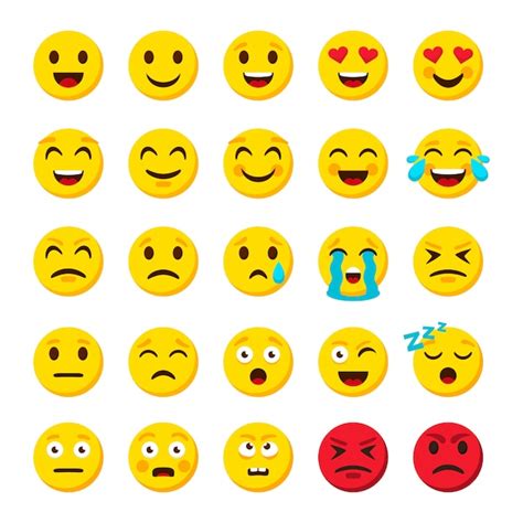 Conjunto De Emoji Emoticon Dibujos Animados Emojis Símbolos Iconos De B69