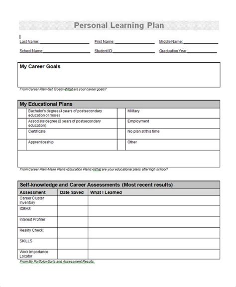 Student Learning Plan Template