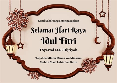 Download Template Kartu Ucapan Selamat Hari Raya Idul Fitri Kream Coklat Gratis