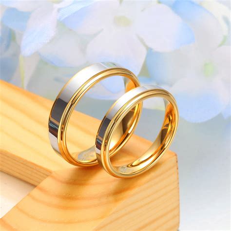 Maybe you would like to learn more about one of these? Two-Tone Tungsten Wedding Bands Set, Step-Edge Gold ...