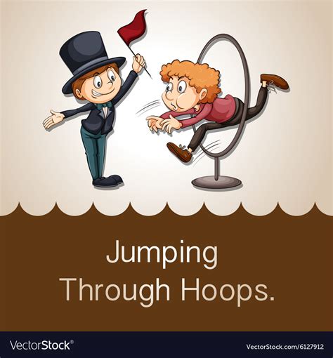 Idiom Jumping Through Hoops Royalty Free Vector Image