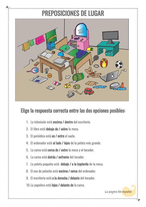 Preposiciones de lugar La página del español Spanish prepositions