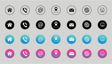 Contact Icons Information Business Communication Symbols Collection