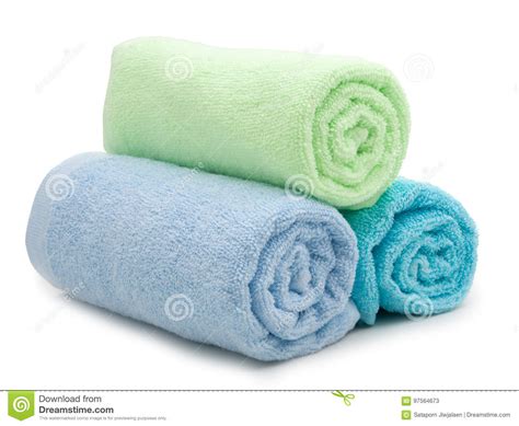 Pile Of Rainbow Colored Towels Stock Image Image Of Isolated Blue