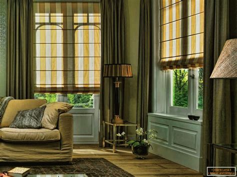 Rideaux verts dans un intérieur moderne