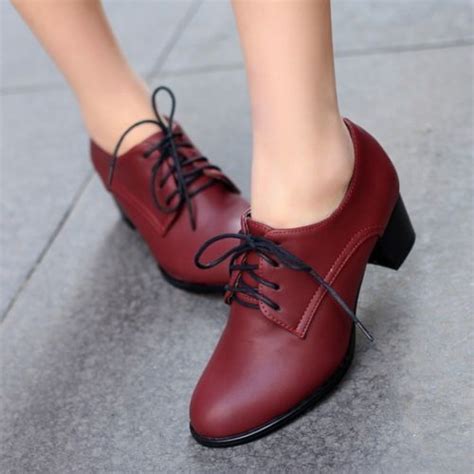 Details About Womens Punk Pointed Toe Lace Up Chunky Block Heels Gothic