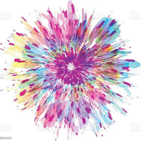 Abstract Color Splash And Isolated Flower Illustration Stock