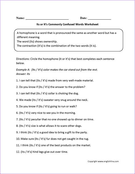 High School Commonly Confused Words Worksheet Worksheet Resume Examples