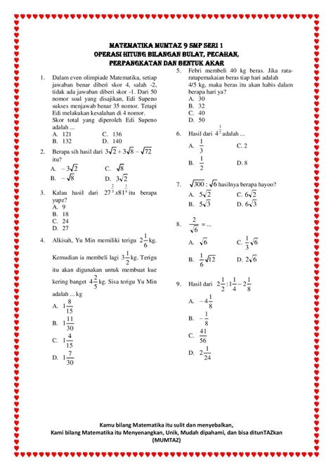 Rumus Matematika Smp Kelas 7 Bilangan Pecahan Lengkap