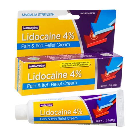 Lidocaine 4 Cream For Pain Numb Itch Minor Wounds Skin Allergy Topical